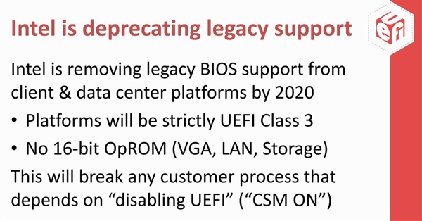 Intel决定 2020 年封禁UEFI兼容模式：Win7 将无法启动